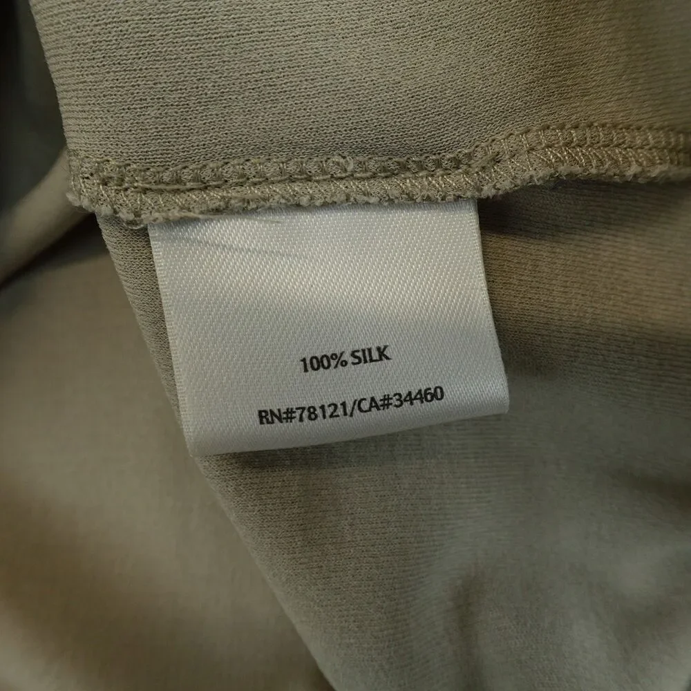 Eileen Fisher Shirt 100% Silk Jersey Short Sleeve Scoop Neck Tee Beige Classic